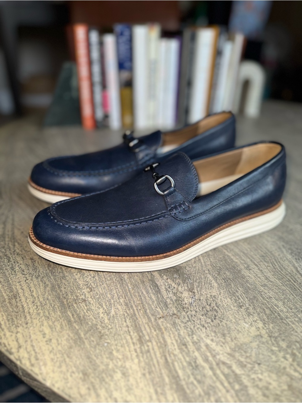 Cole Haan ØriginalGrand/Grand.OS Navy Blue Leather Bit Loafers - Size 13